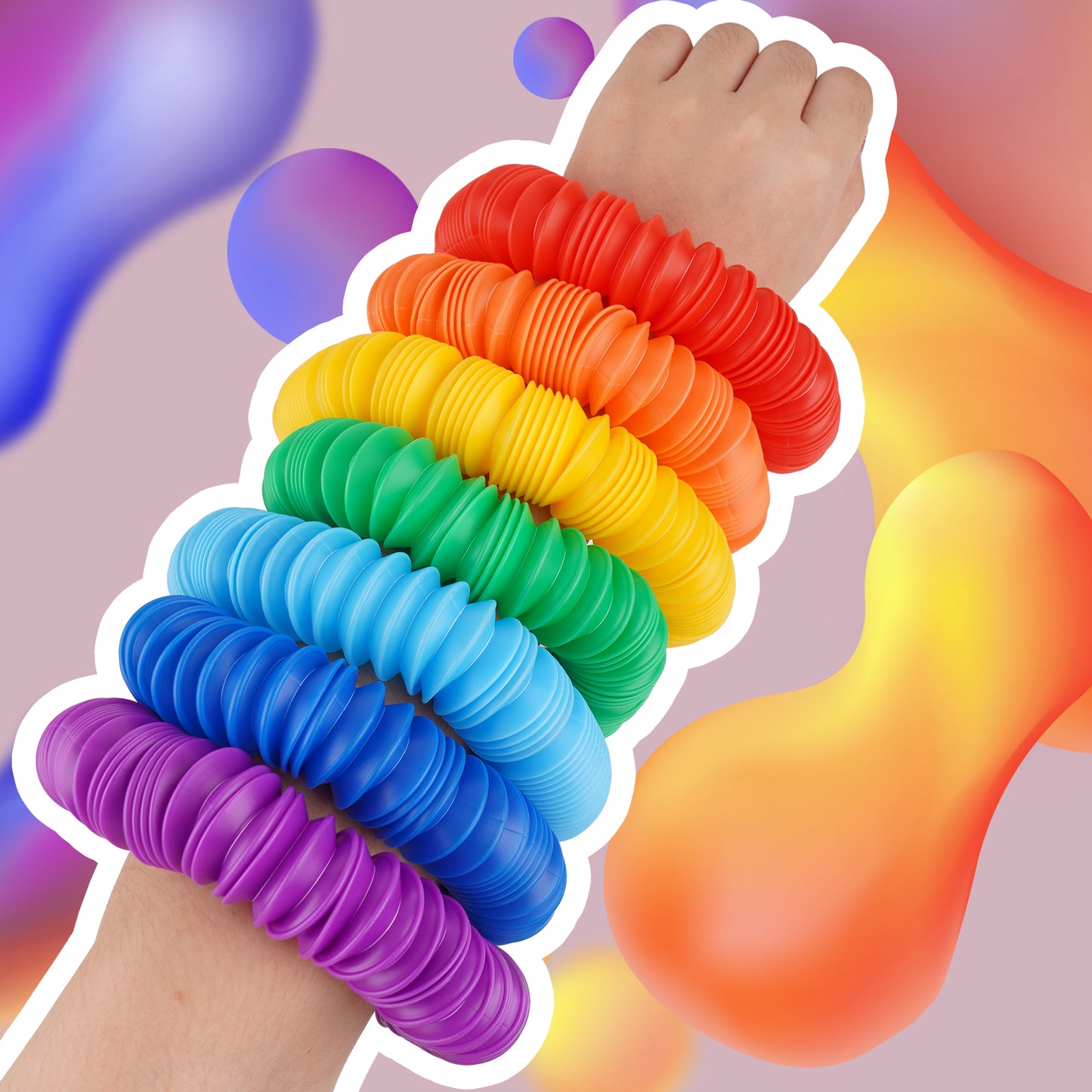 Big Pop Tube Sensory Fidget Toy 12PCS Stretchable Pipes Stress Anxiety Reducer