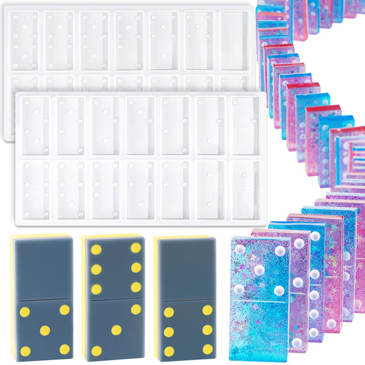Epoxy Resin DIY Casting Soft Silicone Mold 28PCS Domino Tile Set Mexican Train