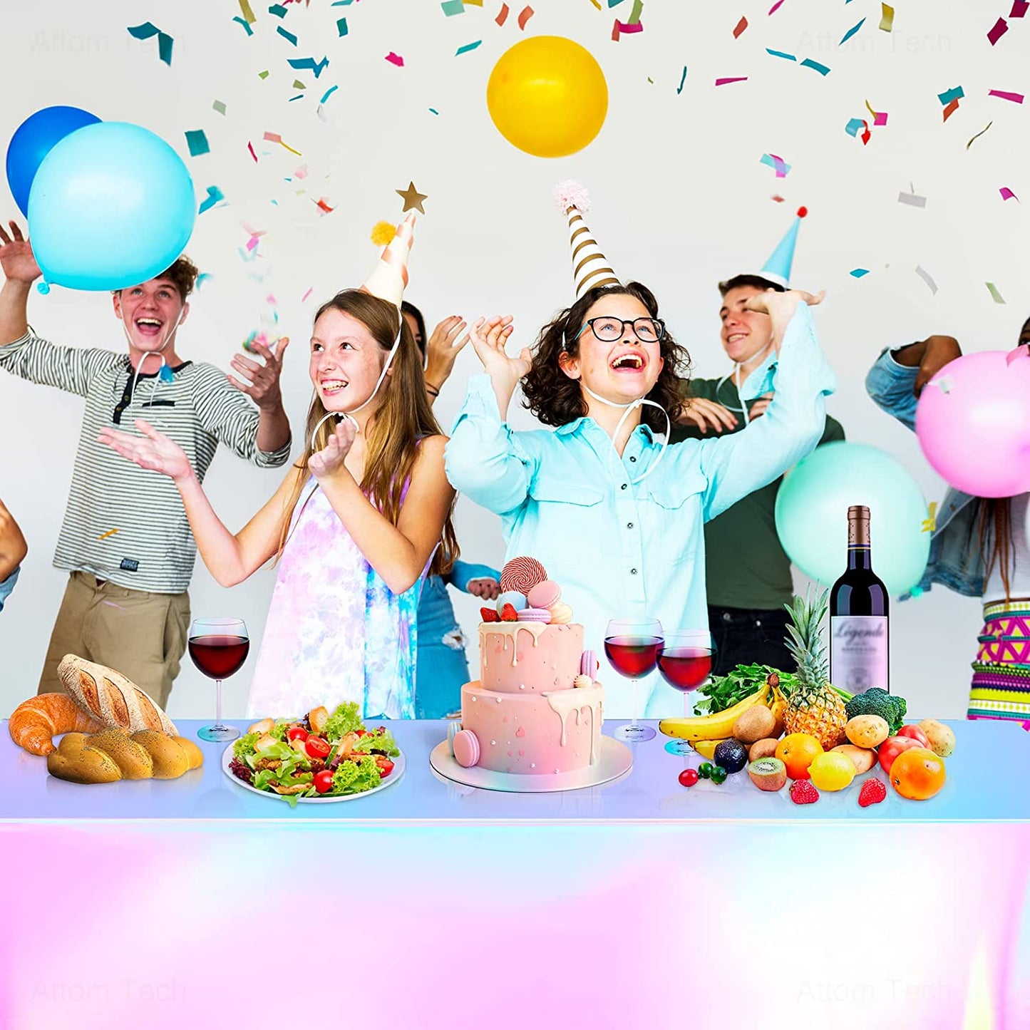 Iridescent Plastic Tablecloths 4PCS 54.8x109.6 Metallic Laser Shiny Party Table