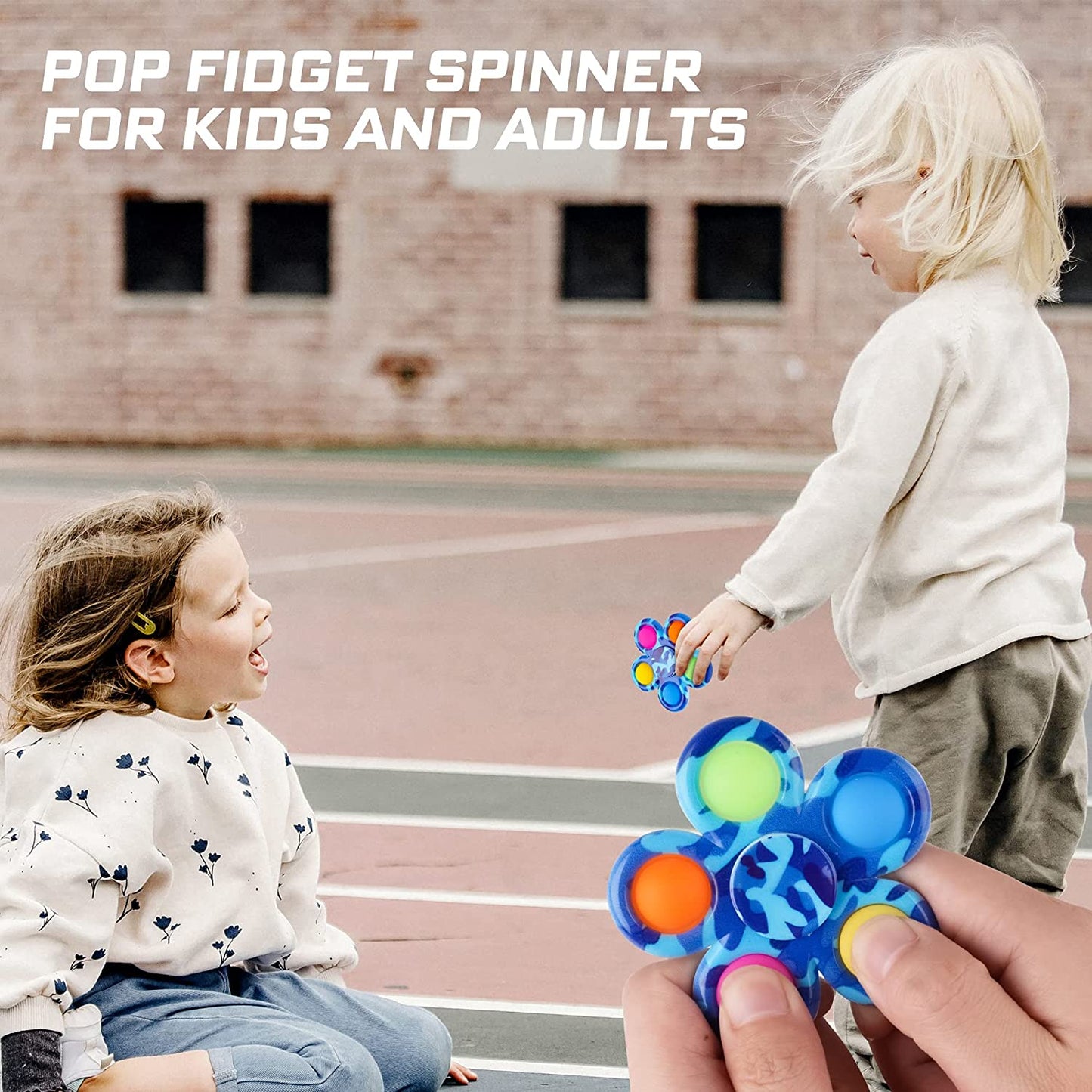2PCS Camouflage Bubble Fidget Spinners, Fidget Pack 2-IN-1 Push Pop Sensory Ha