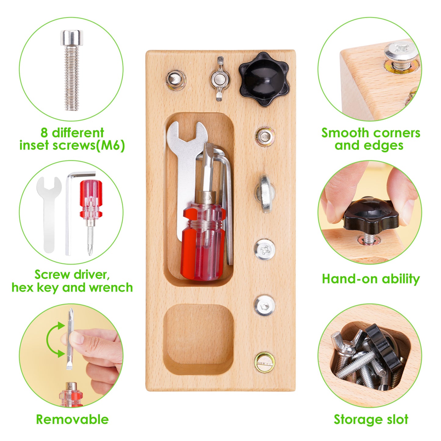 Wooden Screwdriver Board Set Sensory Toy Activity Game 13PCS STEM Toy
