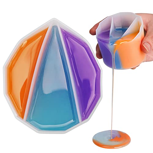 NiArt Acrylic Paint & Resin Art Silicone Split Pouring Cup with Stir Stick - Faceted