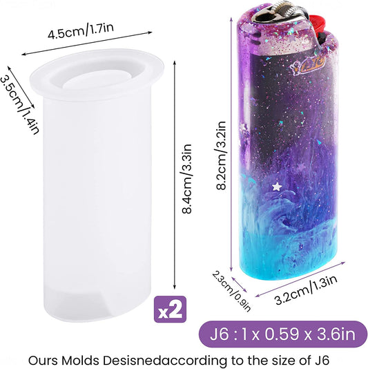 NiArt 2PCS Lighter Case Resin Silicone Mold for BIC Classic/Full/Maxi/Regular/J6
