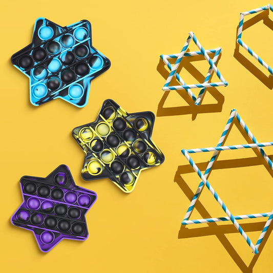 3PCS 6-Pointed Star Sacred Hexagram Silicone Push Pop Bubble Fidget Sensory Toys