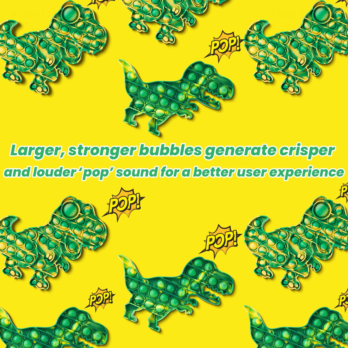 2-Pack Push Pop Bubble Fidget Sensory Toy Set Large Size Silicone Dinosaur Fid