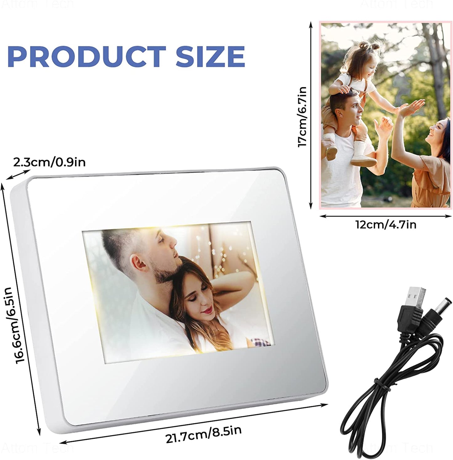 Mirror Photo Frame 4 x 6 LED Light Photo Frame Creative Photo Frame Table Decor
