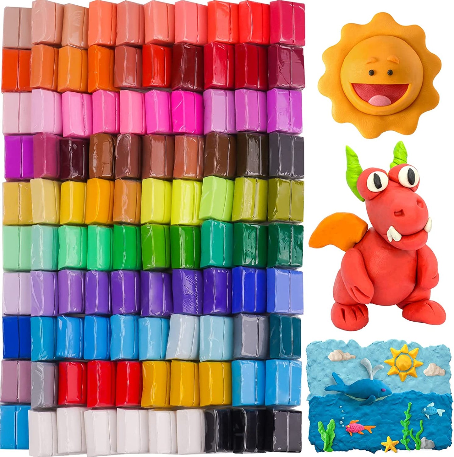 Polymer Clay Value Pack 100PCS 82 Colors Small Blocks Starter Kit with Tools
