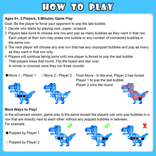 2PCS Silicone Push Pop Bubble Fidget Sensory Toys Ferocious Animals Fidget Toy