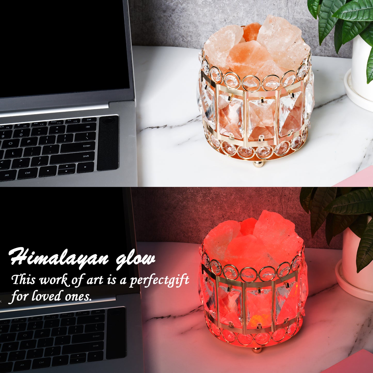 Himalayan 16 Colors Changing Crystal Salt Lamp Night Light, USB Mini Small Sal