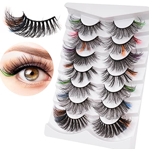 NiArt Faux Mink Eyelashes 7 Pairs Natural Look Fluffy Colored Lashes Eyelashes