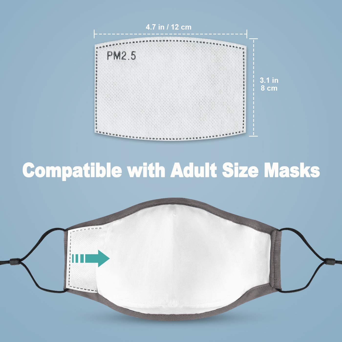 Replacement Filter Pads 60PCS Adult Size 5-Layer Insert Anti-Dust Anti-Pollution