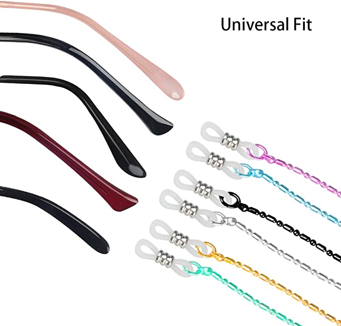 Eyeglasses Sunglasses Holder Strap Cords 6PCS Metal Copper Retainers Microfiber
