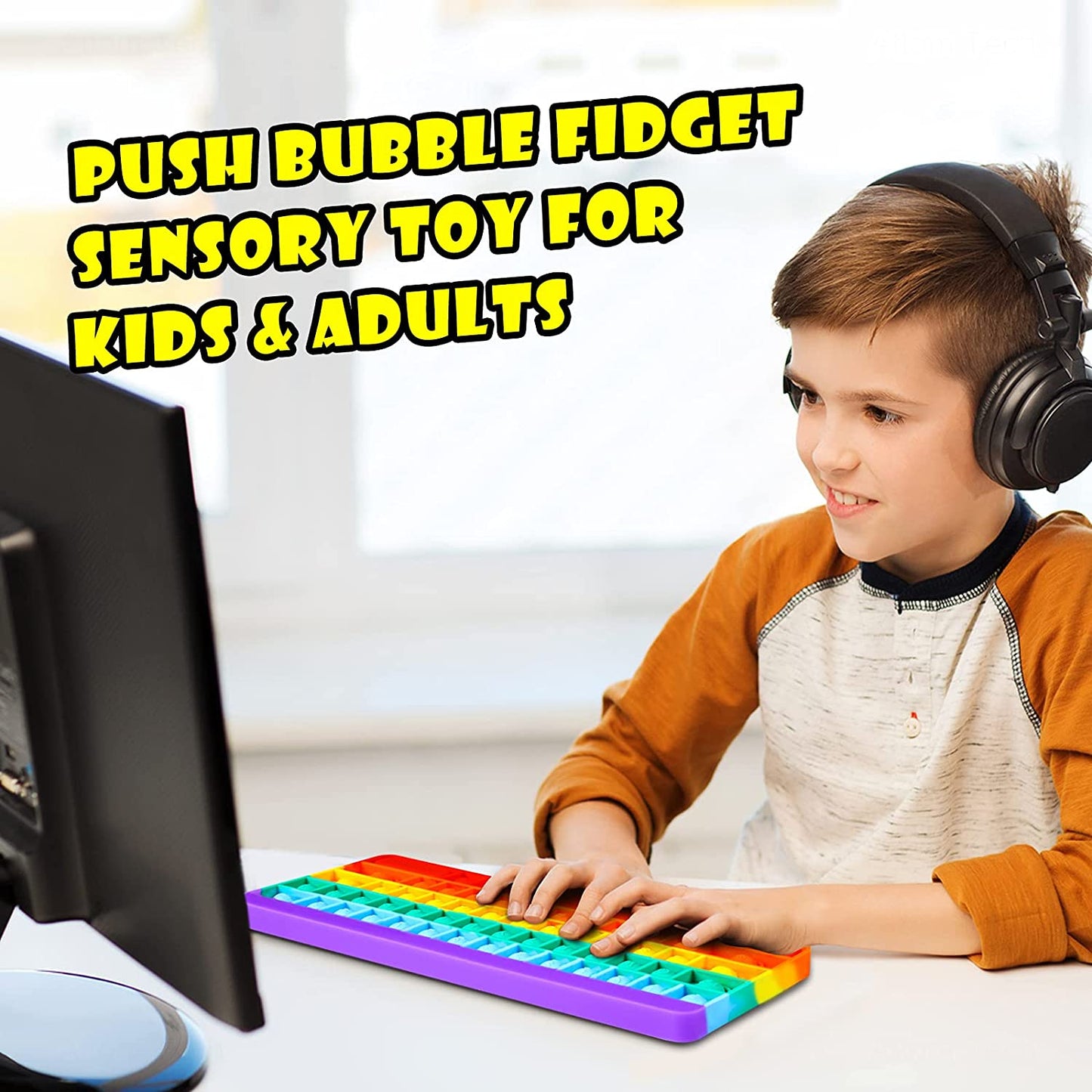 Silicone Keyboard Push Pop Bubble Fidget Sensory Big Size 10.6"x4.3" Fidget Toy