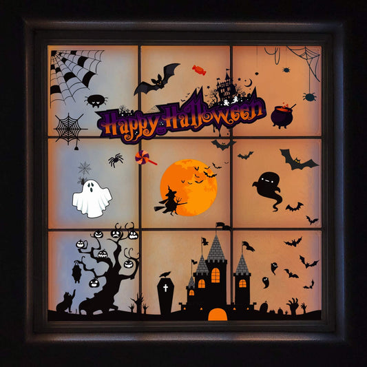 Halloween Decor 72PCS Removable Reusable Double-Side Non-Adhesive Window Clings
