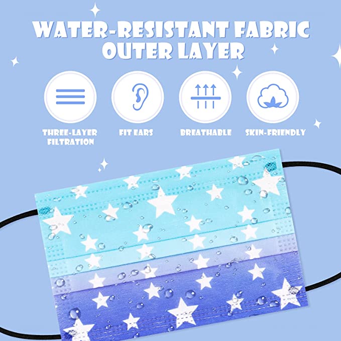 50PCS Kid Gradient Colors Stars Print Disposable Individually Wrapped Patriotic