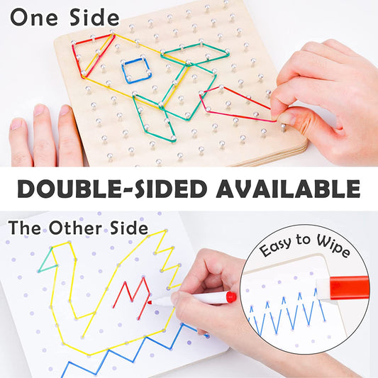 Wooden Geometry Board Mathematics Manipulative Array Block Graphic Education Toy