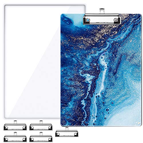 A4 Letter Clipboard Resin Cast Silicone Mold+5 Stainless Steel Low-Profile Clips