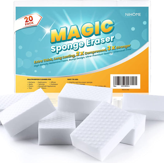 Magic Nano Sponge Erasers 20PCS Multi-Functional Melamine Cleaning Foam Cleaner