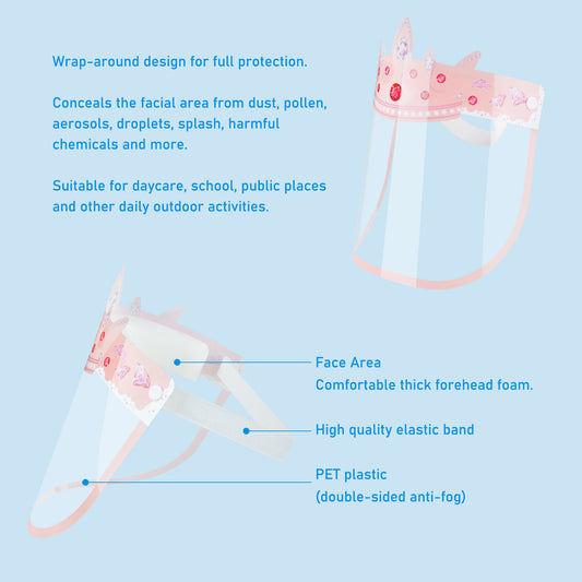 6PCS Kids' Cartoon Safety Face Shields Wrap-Around Protection Breathable Full Co