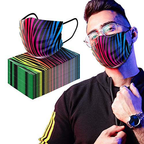 Adult Zebra Stripe Disposable 60 Pcs Unisex Gradient Rainbow Color Individual
