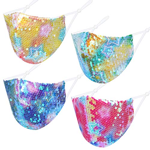 4-Pack Reusable Iridescent Fashion s for Women Mermaid Glitter Sequin S