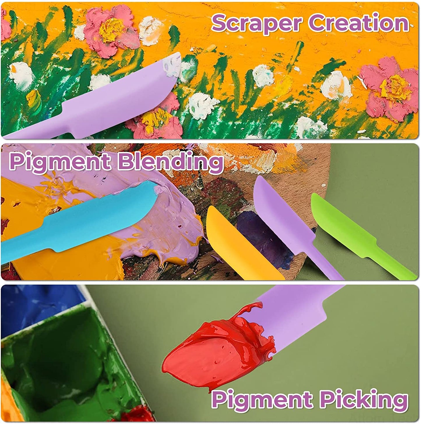 NiArt 8x Mini Silicone Spatulas Epoxy Resin Art 3 Sizes Double-End Scraper Spoon