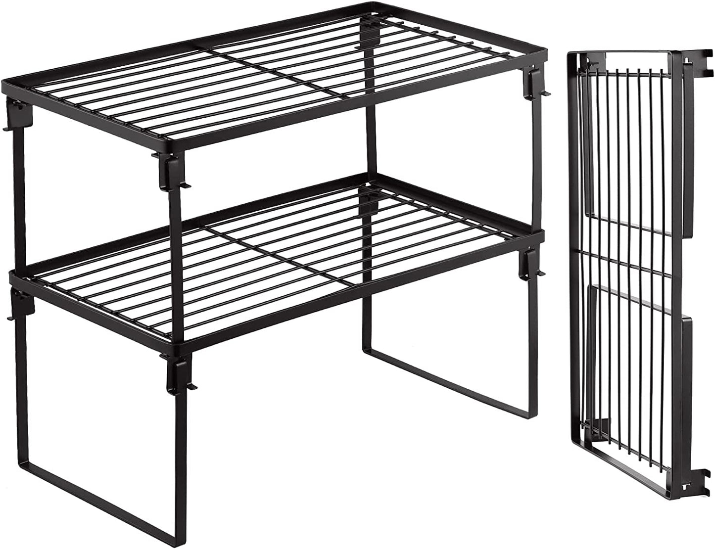 Stackable Kitchen Storage Shelf Rack 2-Tier Foldable Spice Rack Cabinet Organize