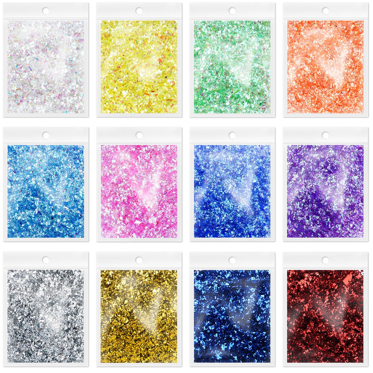 Iridescent Foil Flake Glitter Confetti for DIY Resin Casting, Ice Mylar Paille