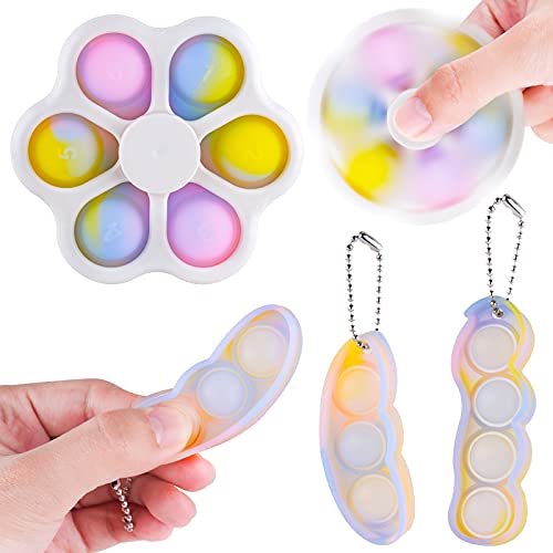 Fidget Pack 2-In-1 Pop Finger Spinner+Bubble Fidget Toy 3PCS High-Speed Rotati