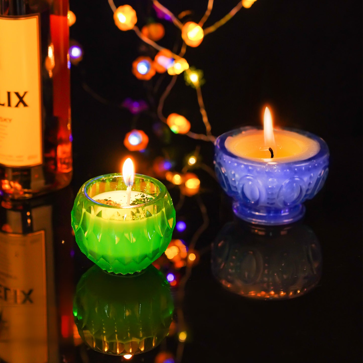 2PCS Ancient Candle Holder Epoxy Resin Casting Silicone Mold Kit with Silver G