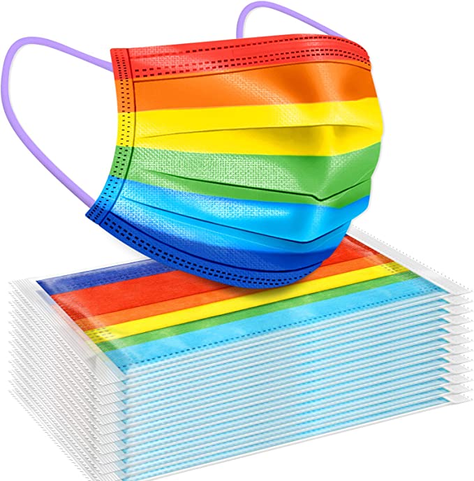 50PCS Rainbow Color Individually Wrap Soft Elastic Earloop