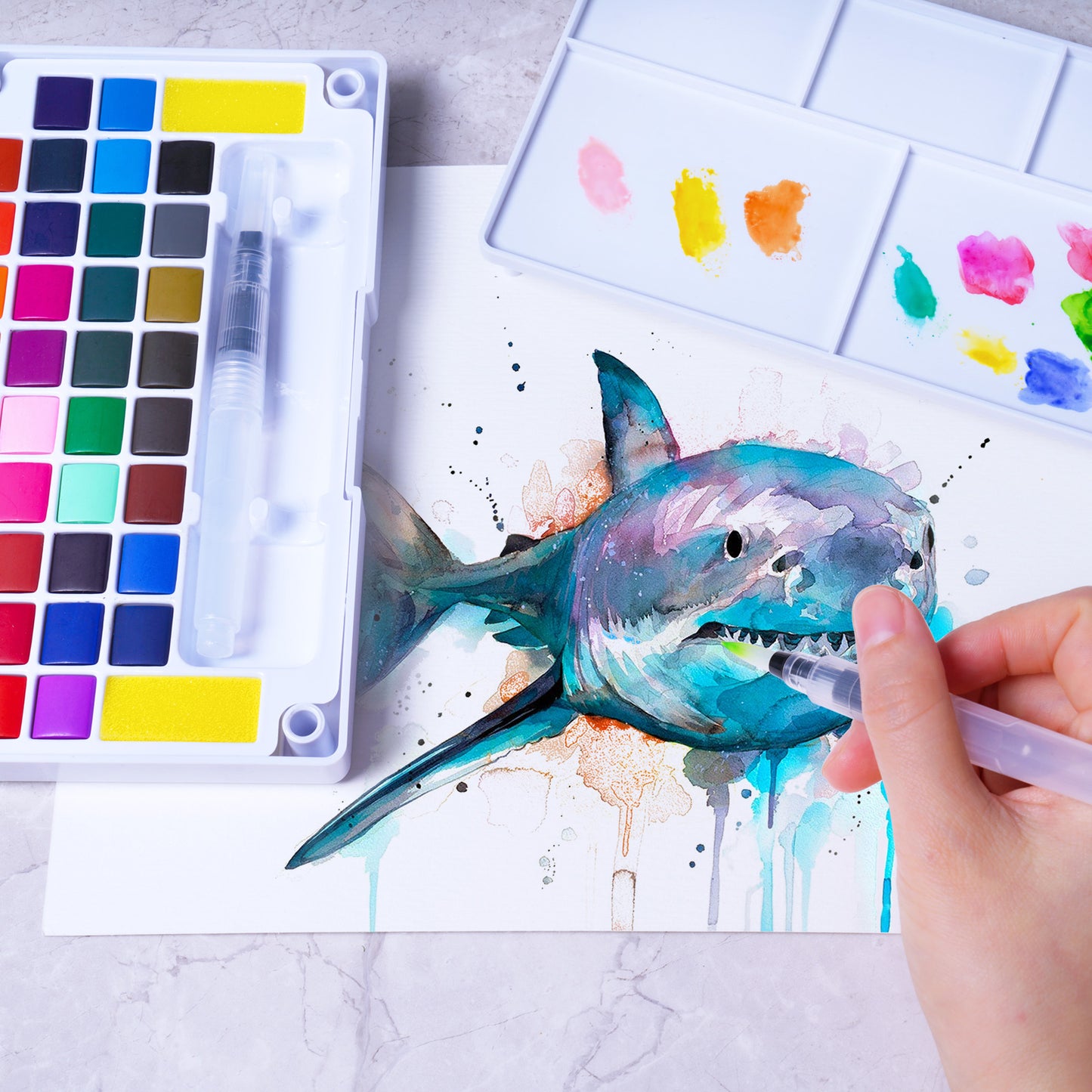36 Colors Watercolor Paint Set with Portable Watercolor Palette for Kids Child