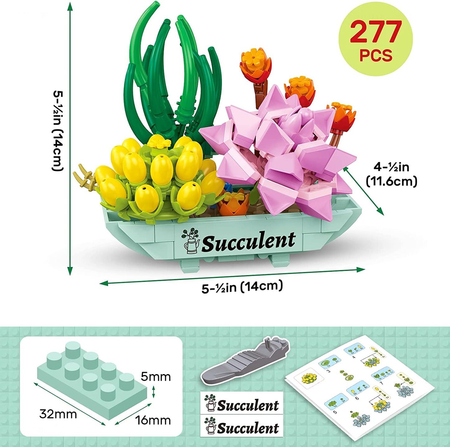 Bonsai Mini Succulents Building Blocks 277PCS Set Flower Bouquet Toys Plant