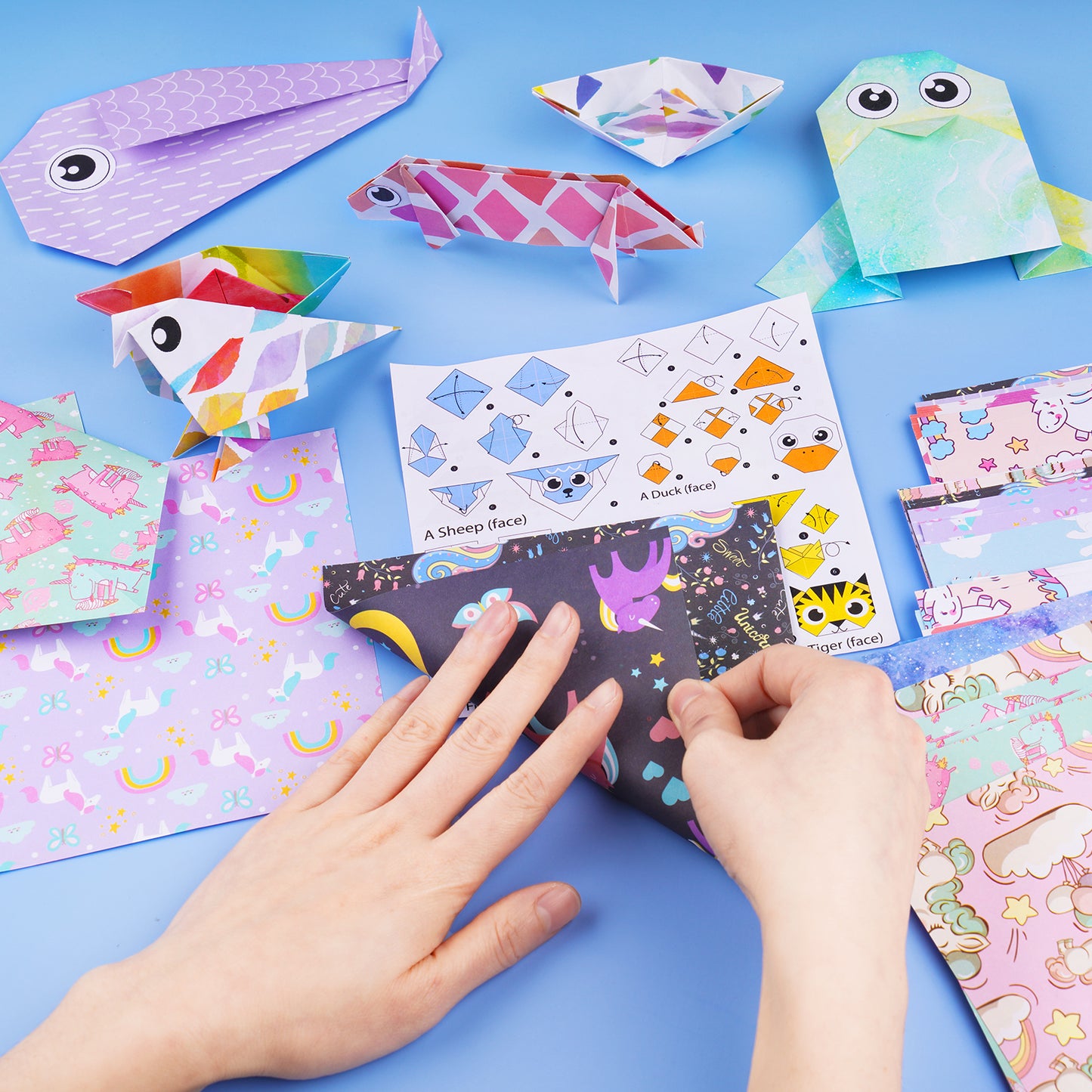 Origami Paper Kit 150 Sheets Double-Sided 6x6 inch, 18 Beautiful Designs, 36 P