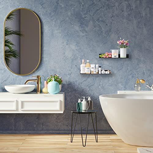 Aluminum Wall Mounted Floating Shelf with Picture Ledge 15.7x4.6 Display (Black)