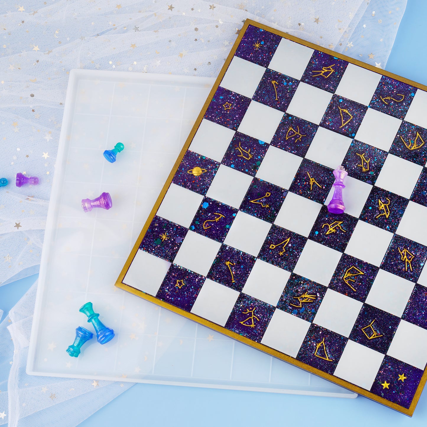 Chess Board Mold Resin Casting 12.4"x12.4" Soft Silicone 3D Art DIY Crafts