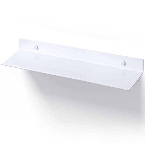 Aluminum Wall Mounted Floating Shelf with Picture Ledge 15.7"x4.6" (White)