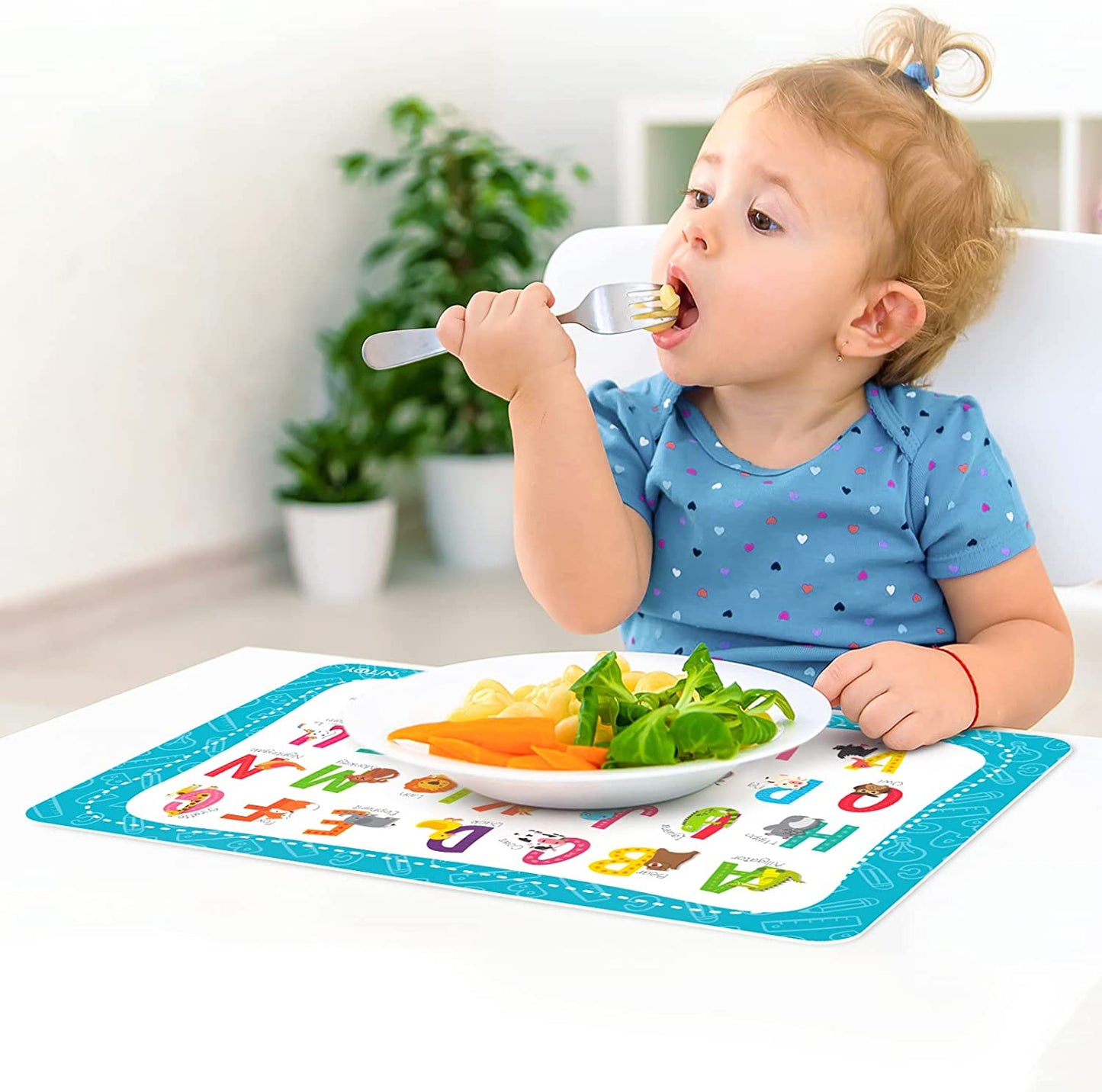 Educational Placemats for Kids 4PCS Reusable Wipeable Toddler Placemats Learning
