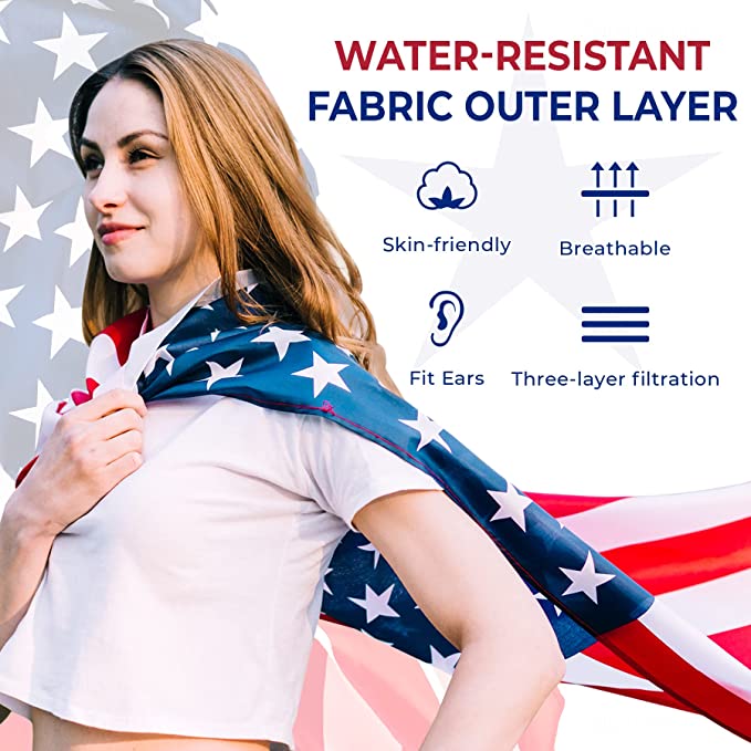 50PCS Disposable Individually Wrapped USA Flag Designs Stars & Stripes American
