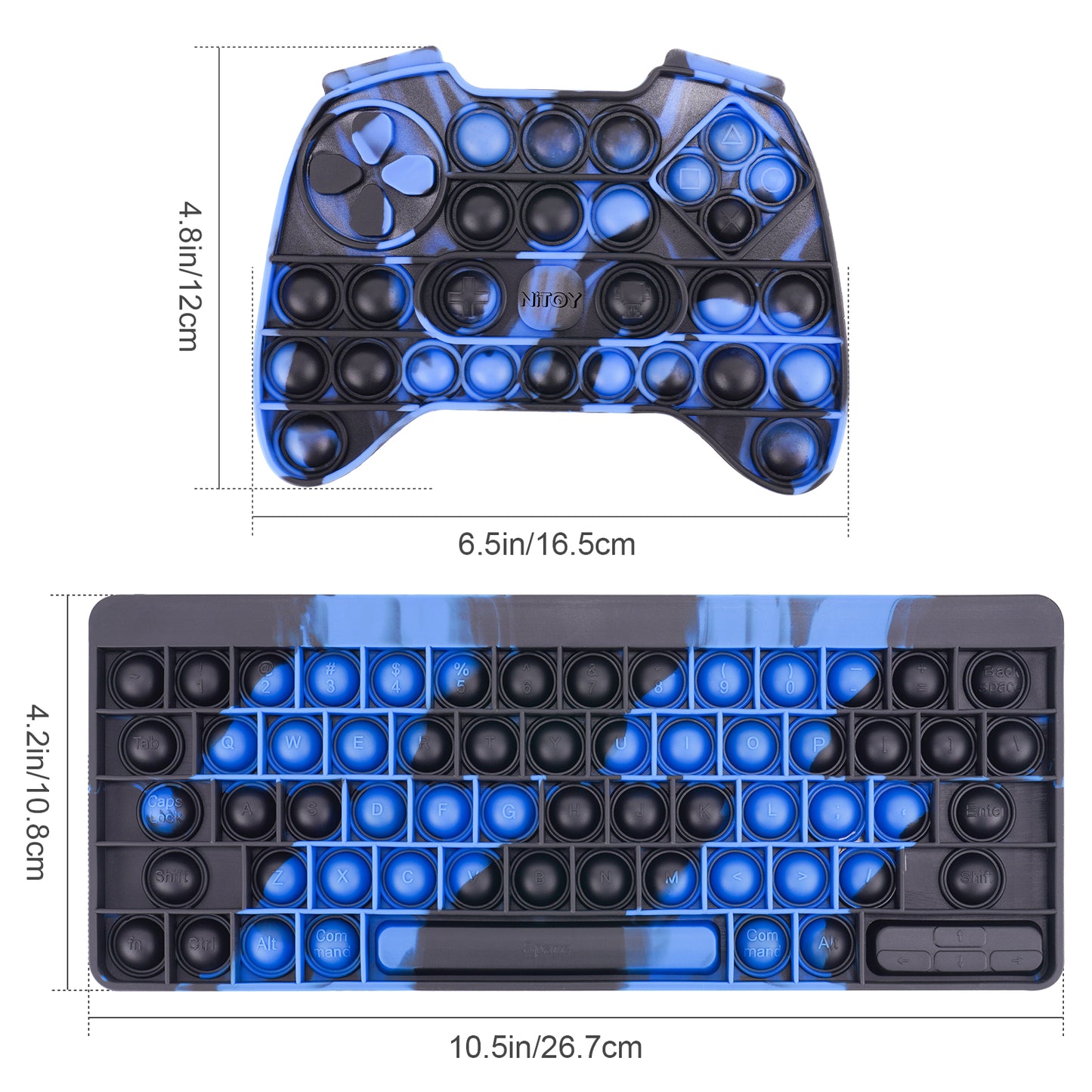 2PCS Push Pop Bubble Silicone Fidget Sensory Toys Keyboard+Game Controller