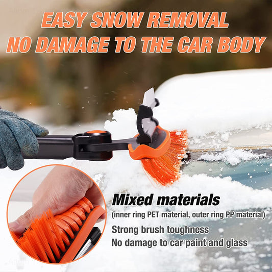 3-In-1 Ice Scraper Snow Brush Squeegee 30"-39" Extendable Aluminum Alloy Handle