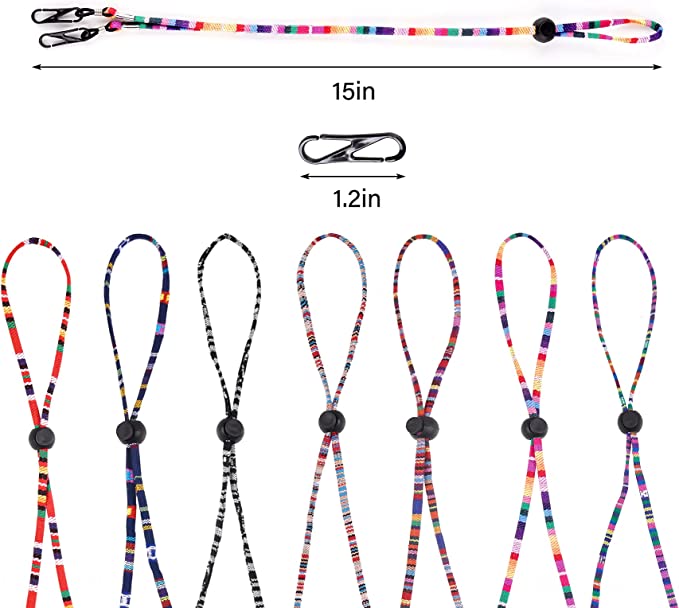 7PCS 15" Long Universal Lanyard Holder with Sliding Cord Lock Mixed Colors