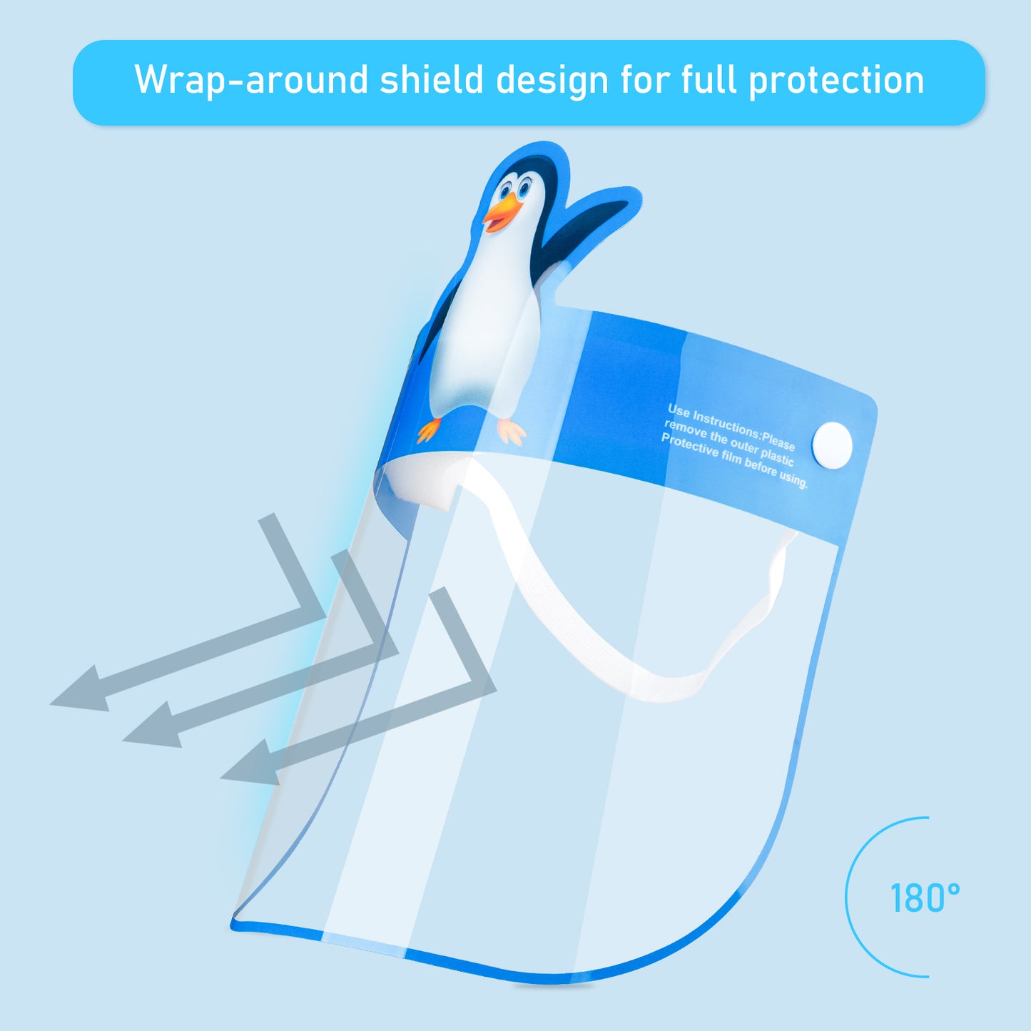 4PCS Kids' Safety Face Shields Reusable Wrap-Around Protective Covering PET Clea