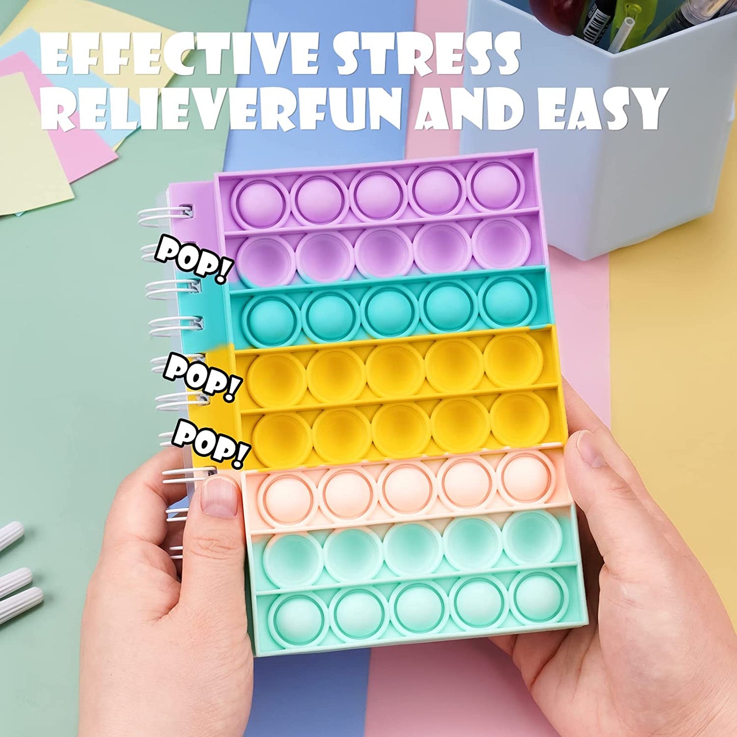 Notebook Push Pop Bubble Fidget Sensory Toy A6 Spiral Journal 80 Sheets Silicone