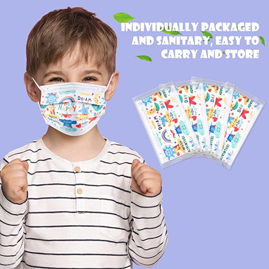 50PCS Kid Cartoon Individually Wrapped Disposable Bulk Pack Colorful Breathable
