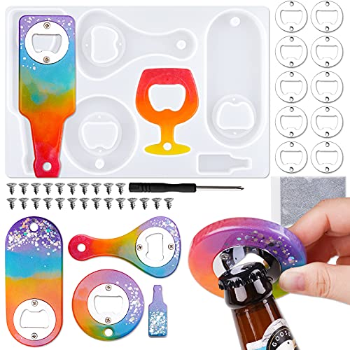Bottle Opener Epoxy Resin Casting Silicone Mold Kit (5 Opener Molds+1 Ornament