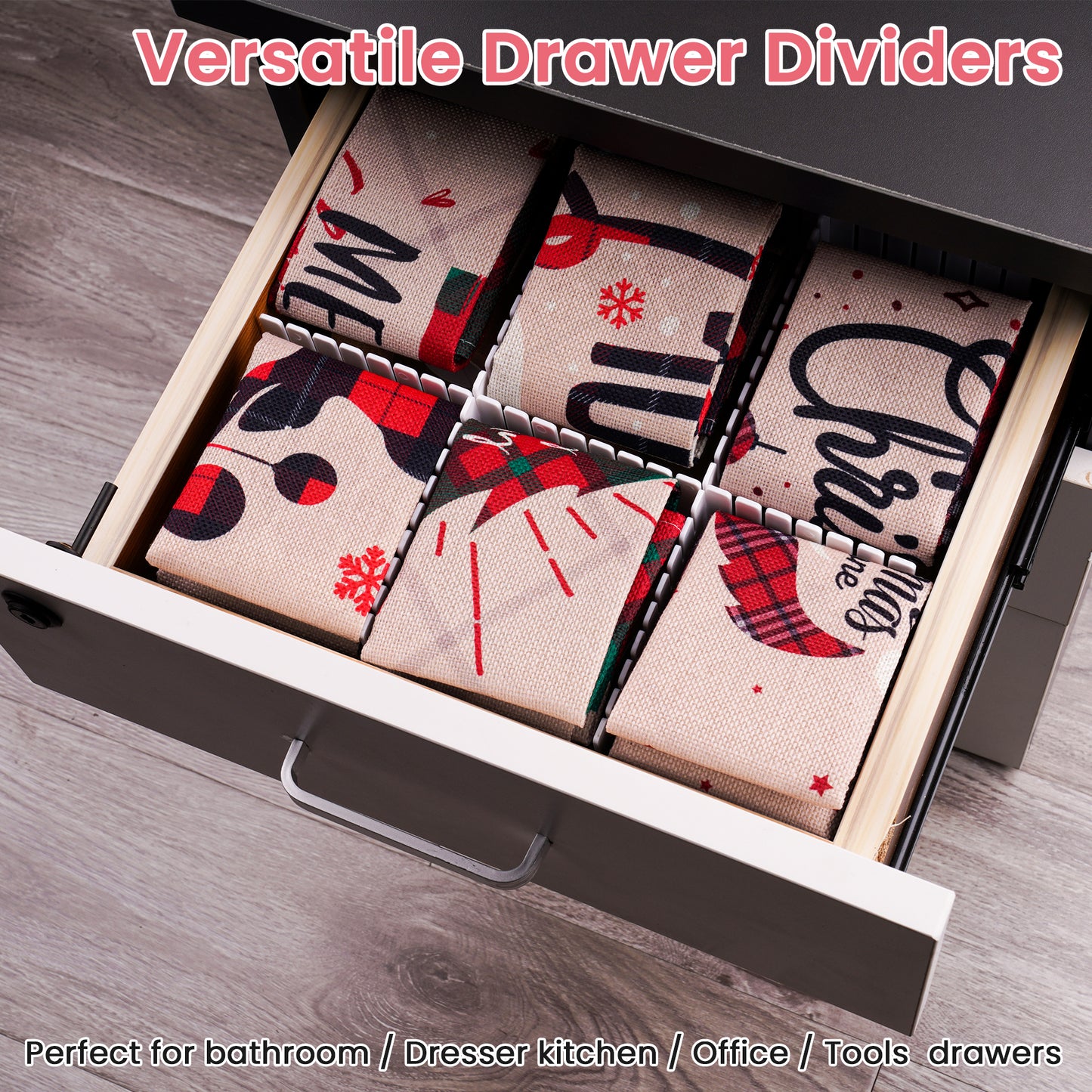 16PCS Adjustable Drawer Divider Combo Set (12x 12.6?”x2.75?”+4x 17.1?”x2.75?”)