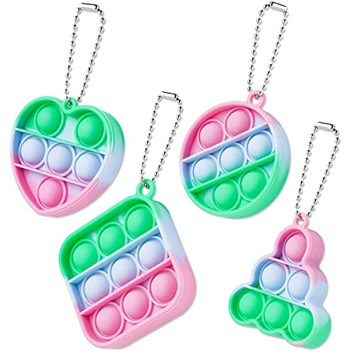 4PCS Mini Pop Keychains Push Bubble Fidget Sensory Toy Set, Simple Fidget Toy