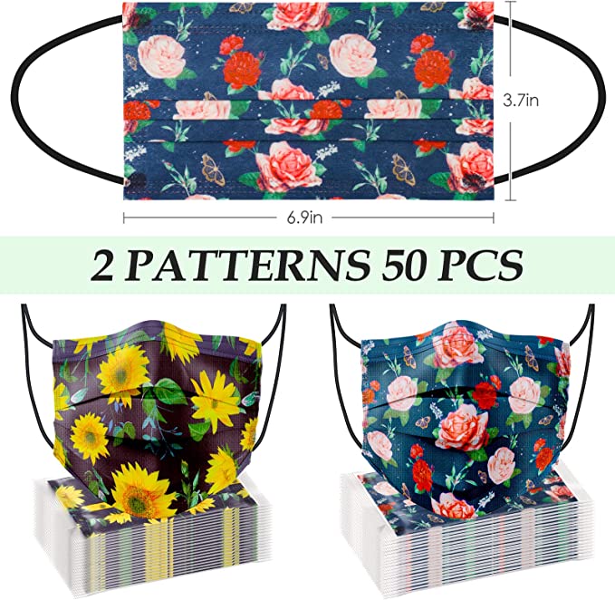 50PCS Adult Disposable s, Single Wrapped 2 Feminine Hand Drawn Flor