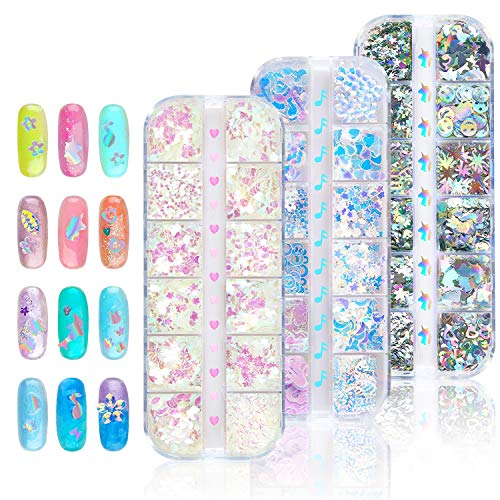 Glitter Multipurpose 3D Iridescent Sequin Holographic Laser Flakes, Assorted Met